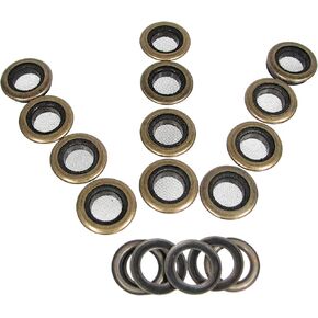12pc. Antique Brass 1" (outside diameter) Screened Grommets with Washers