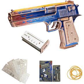 MU Wooden Puzzle for Adult Desert Eagle Wood Rubber Band Gun Defender Building, AK47 Revolver Pistol Toys 3D Metal Puzzles Model Kits, Handgun DIY Kits Xmas Birthday Men Hobby Gifts Desk Decor