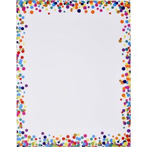 Gift Boutique Confetti Computer Paper Letterhead 100 Pack Colorful Border Dot Design Stationery Sheets Double Sided 8.5" x 11" For Writing Calligraphy Invitations Scrapbook Printing & Office Supplies