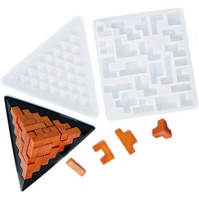 2pcs Pyramid Resin Puzzle Molds, Puzzle Silicone Mold for Epoxy Resin Casting, Silicone Mold for DIY Crafts