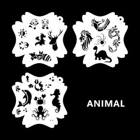 Depvision Reusable Face Paint Stencils for Face Body Art Painting Halloween Party Makeup Stencils (Animal)