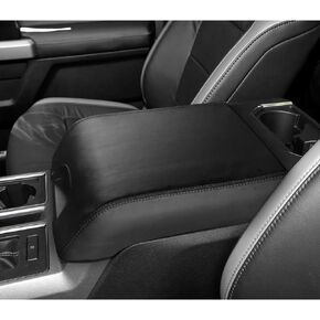 غطاء وحدة التحكم المركزية لسيارة Ford F150 2015-2020 & F250 F350 F450 2017-2022 غطاء مسند ذراع وحدة التحكم لسيارة Ford Expedition 2018-2024 واقي مسند الذراع (أسود مع غرز سوداء، 2015-2020)