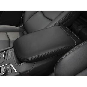 DEYTOP Console Cover for Cadillac XT5 2017-2023 2024 Armrest Cover for Cadillac XT5 2023 2022 2021 Accessories Anti-Scratch Leather Armrest Pad Protector (Black with Black Stitches)