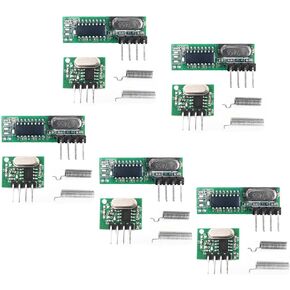 5 PCS 433mhz Wireless RF Transmitter and Receiver with Antenna Ask Remote Control Module DIY Kit for Arduino