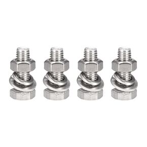 uxcell M10 x 30mm Hex Head Screws Bolts, Nuts, Flat & Lock Washers Kits, 304 Stainless Steel Fully Thread Hexagon Bolts 4 Sets