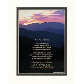 Gift for Aunt and Uncle with "Thank You Prayer for Best Aunt and Uncle" Poem. Mt Sunset Photo, 8x10 Double Matted. Special Aunt Uncle Gift for Christmas, Anniversary, Thank You