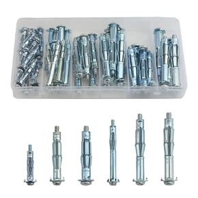 42Pcs Heavy Duty Zinc Plated Hollow Wall Drive Anchor Screw Kit with A Clean Plastic Case for Drywall Plaster and Tile