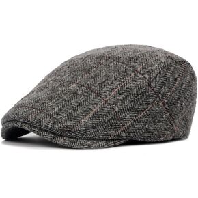 ZLSLZ Mens Woolen Tweed Ivy Newsboy Cabbie Gatsby Golf Beret Driving Cap Hat