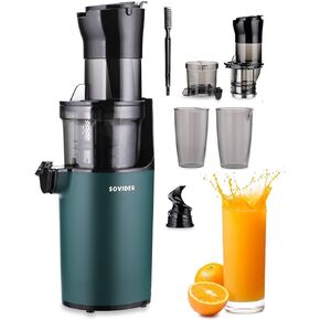 Compact Slow Masticating Juicer - Orange Juicer Machines Up to 92% Juice Yield 3.1"" Wide Chute for High Nutrient Fruits Vegetables Easy Clean with Brush Pulp Measuring Cup Reverse