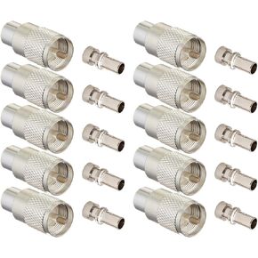 Ancable UHF/PL-259 Male Solder Coax Connector with Reducer for CB Ham Radio Antenna,Pack of 10,Silver
