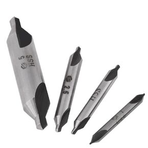 4pcs 1/2 / 2.5 / 5mm 60 Degree HSS Center Drill Bits Cente Drills Set Left Hand Spiral Centre Drills winlaw Set Aatraay