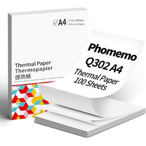 Phomemo Q302 ورق حراري 8.5 × 11 200 قطعة، ورق حراري بحروف أمريكية متوافق مع طابعات واي فاي Q302 للاستخدام المنزلي، ورق حراري مستمر سريع الجفاف ويدوم 10 سنوات