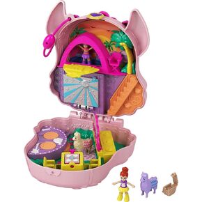 Polly Pocket Playset, Travel Toy with 2 Micro Dolls & Pet Llamas, Llama Music Party Compact