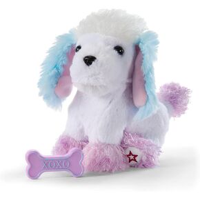 American Girl Truly Me 18-inch Doll Tropical Taffy Poodle Pet with Pink Bow and Dog Bone Toy, for Ages 6+