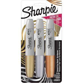 SHARPIE Metallic Permanent Markers, Chisel Tip, Assorted Colors, 3 Count