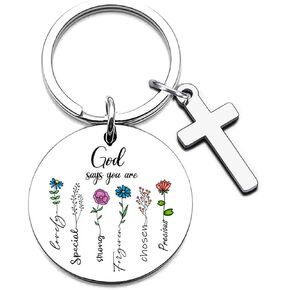 Christian Keychain Confirmation Gifts Cross Keychain Inspirational Gift God Says You Are Flower Keychain Sister Gifts