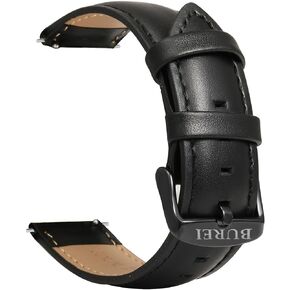 BUREI Quick Release Calf Leather Watch Band for Men and Women 20mm Top Grain Leather Watch Strap