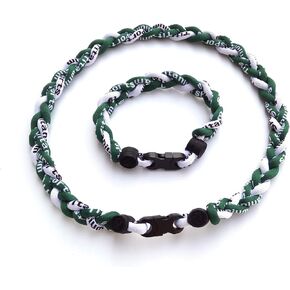 3 Rope Braided Tornado Titanium Sport Baseball Necklace 20" & Bracelet 8"