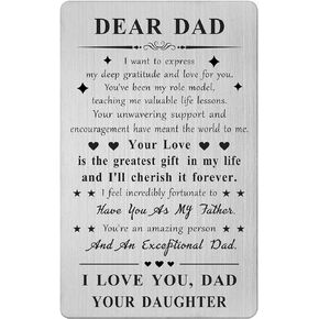 Dad Gifts from Daughter - Stainless Steel Dad Wallet Card Keepsake - Dad Birthday Christmas Father's Day Gifts from Daughter