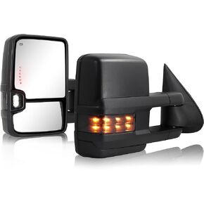 Towing Mirror for Silverado Sierra - Compatible with 2003-2007 Chevy Silverado GMC Sierra Tow Mirrors with Power Adjusted Heated Glass Turn Signal Light Backup Lamp (Painted Black 8555)