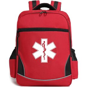 First Aid Medical Backpack Empty Nurse Treatment First Responder Trauma Bag for Camping Cycling Hiking Paramedic Bag EMT (Red Cross)