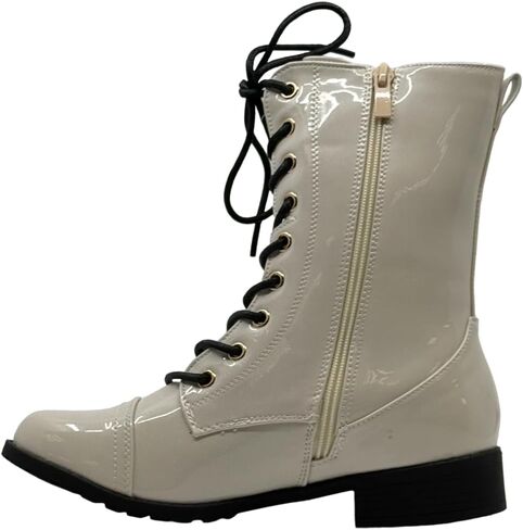 Forever Link Womens Round Toe Military Lace Up Knit Ankle Cuff Low Heel Combat Boots in Kuwait