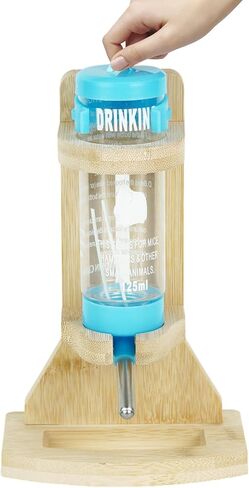 Water Bottle with Stand Water Bottle Holder with 125ml Hanging Water Auto Dispenser for Syrian Dwarf Hamsters Gerbils Mice Rats Degus Small pet (Blue) in Kuwait