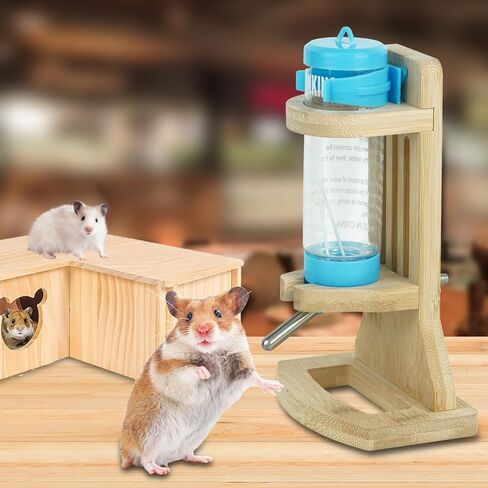 Water Bottle with Stand Water Bottle Holder with 125ml Hanging Water Auto Dispenser for Syrian Dwarf Hamsters Gerbils Mice Rats Degus Small pet (Blue) in Kuwait