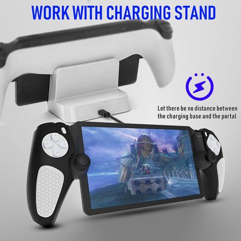 Case for Sony Playstation Portal, Silicone Shock-Absorption Anti-Fingerprint Scratch Resistant Cover Case for Playstation Portal - Black (Black) in Saudi Arabia