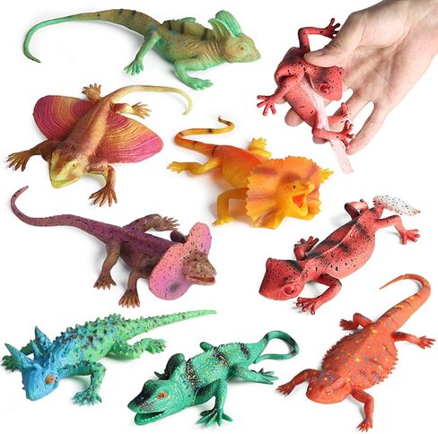 8PCS Plastic Squishy Lizard Toys, Stretchy Rubber Lizard Figures Realistic Soft Reptile Toys for Kids, Reptile Party Decoration Lizard Figurines Set in Saudi Arabia