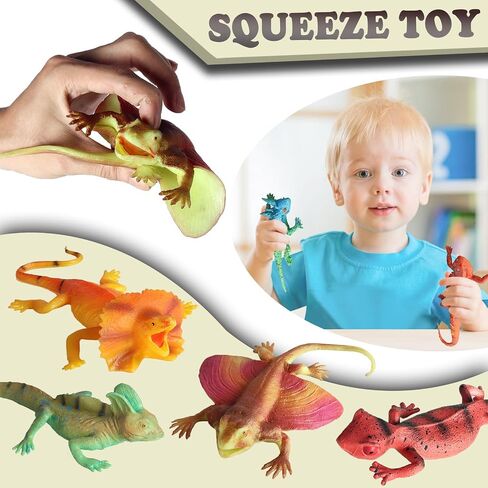 8PCS Plastic Squishy Lizard Toys, Stretchy Rubber Lizard Figures Realistic Soft Reptile Toys for Kids, Reptile Party Decoration Lizard Figurines Set in Saudi Arabia
