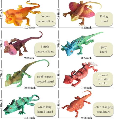 8PCS Plastic Squishy Lizard Toys, Stretchy Rubber Lizard Figures Realistic Soft Reptile Toys for Kids, Reptile Party Decoration Lizard Figurines Set in Saudi Arabia
