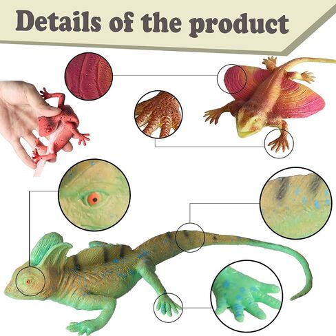8PCS Plastic Squishy Lizard Toys, Stretchy Rubber Lizard Figures Realistic Soft Reptile Toys for Kids, Reptile Party Decoration Lizard Figurines Set in Saudi Arabia