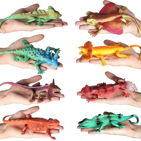 8PCS Plastic Squishy Lizard Toys, Stretchy Rubber Lizard Figures Realistic Soft Reptile Toys for Kids, Reptile Party Decoration Lizard Figurines Set in Saudi Arabia