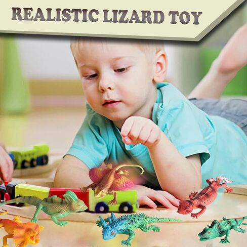 8PCS Plastic Squishy Lizard Toys, Stretchy Rubber Lizard Figures Realistic Soft Reptile Toys for Kids, Reptile Party Decoration Lizard Figurines Set in Saudi Arabia