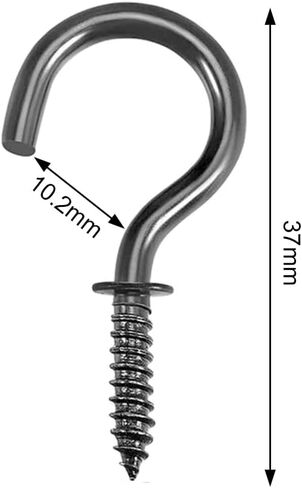 50 قطعة خطاف السقف المسمار في السنانير كأس معدني السنانير للخشب جدار السقف المسمار في السنانير لتعليق مفتاح المجوهرات أسود 1 بوصة in Kuwait
