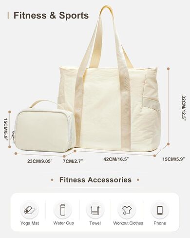 Tote Bag For Women Gym Bag Large Shoulder Bag Purses For Women Men Travel Tote Bags With Zipper Laptop Bag 15.6 Inch in Saudi Arabia