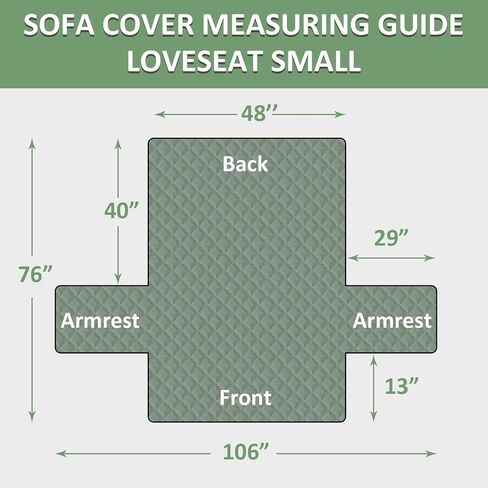 أغطية أريكة Loveseat مقاومة للماء، غطاء أريكة قابل للغسل مع أشرطة مطاطية غير قابلة للانزلاق للأطفال والكلاب والحيوانات الأليفة (مقعد صغير، أخضر رمادي/عاجي) in Saudi Arabia
