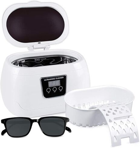 Ultrasonic Jewelry Cleaner, 40kHz Professional Cleaner Ultrasonic Machine with Carry Holder, Cleaning Basket for Jewelry, Rings, Eyeglasses, Watches, Silver (600 ml) in Saudi Arabia
