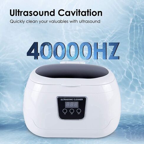 Ultrasonic Jewelry Cleaner, 40kHz Professional Cleaner Ultrasonic Machine with Carry Holder, Cleaning Basket for Jewelry, Rings, Eyeglasses, Watches, Silver (600 ml) in Saudi Arabia