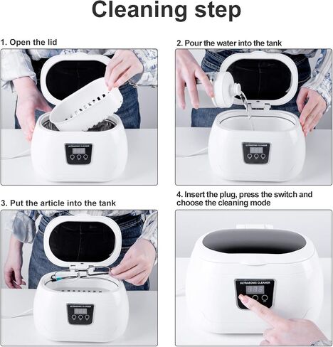 Ultrasonic Jewelry Cleaner, 40kHz Professional Cleaner Ultrasonic Machine with Carry Holder, Cleaning Basket for Jewelry, Rings, Eyeglasses, Watches, Silver (600 ml) in Saudi Arabia
