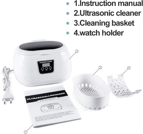 Ultrasonic Jewelry Cleaner, 40kHz Professional Cleaner Ultrasonic Machine with Carry Holder, Cleaning Basket for Jewelry, Rings, Eyeglasses, Watches, Silver (600 ml) in Saudi Arabia