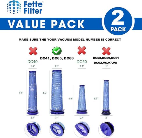 Fette Filter - Vacuum Filters HEPA Post Filter & Pre-Filters Compatible with Dyson DC41, DC65, DC66 Vacuum Cleaners, Compare to Part #920769-01 & #920640-01 (Pack of 2) in Saudi Arabia