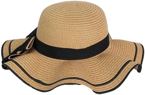 قبعة قش مرنة على شكل صدفة أنيقة مع فيونكة: إكسسوار صيفي مثالي! in Kuwait