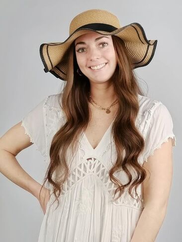 قبعة قش مرنة على شكل صدفة أنيقة مع فيونكة: إكسسوار صيفي مثالي! in Kuwait