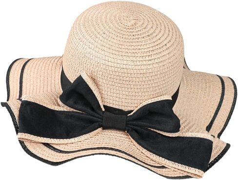 Chic Scallop Floppy Straw Hat with Bow: Perfect Summer Accessory! in Saudi Arabia