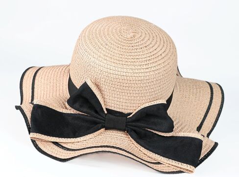 Chic Scallop Floppy Straw Hat with Bow: Perfect Summer Accessory! in Saudi Arabia