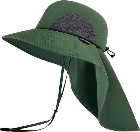 UPF 50+ Foldable Sun Hats Wide Brim with Large Neck Flap for Men Women UV Protection Gardening Fishing Beach Hat in Kuwait