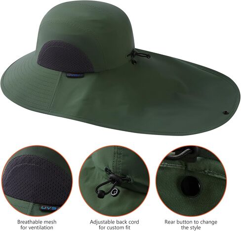 UPF 50+ Foldable Sun Hats Wide Brim with Large Neck Flap for Men Women UV Protection Gardening Fishing Beach Hat in Kuwait