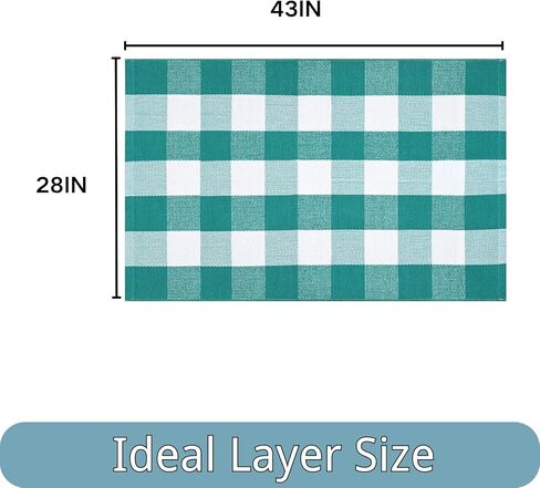 سجاد بافلو منقوش للأماكن الخارجية، مقاس 28 بوصة × 43 بوصة، سجادة منطقة داخلية وخارجية مربعة باللونين الأخضر والأبيض، سجادة طبقات لسجادة باب الترحيب، سجادة مزرعة منسوجة من القطن قابلة للغسل لديكور الشرفة الأمامية لعيد الربيع in Kuwait